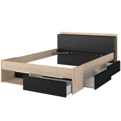 Bett Most 140x190/200cm mit Schubladen - schwarz
