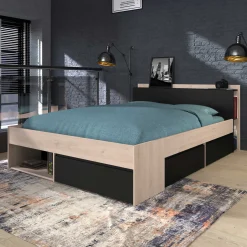 Bett Most 140x190/200cm mit Schubladen - schwarz