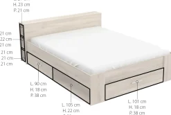 Bett Polly 160 x 200 cm-Kronberger Eiche
