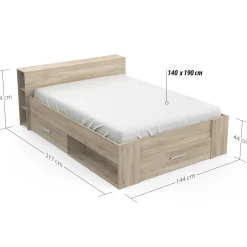 Bett Polly 140 x 190 cm-Kronberger Eiche