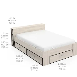 Bett Polly 140 x 190 cm-Kronberger Eiche