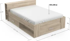 Bett Polly 140 x 200 cm-Kronberger Eiche