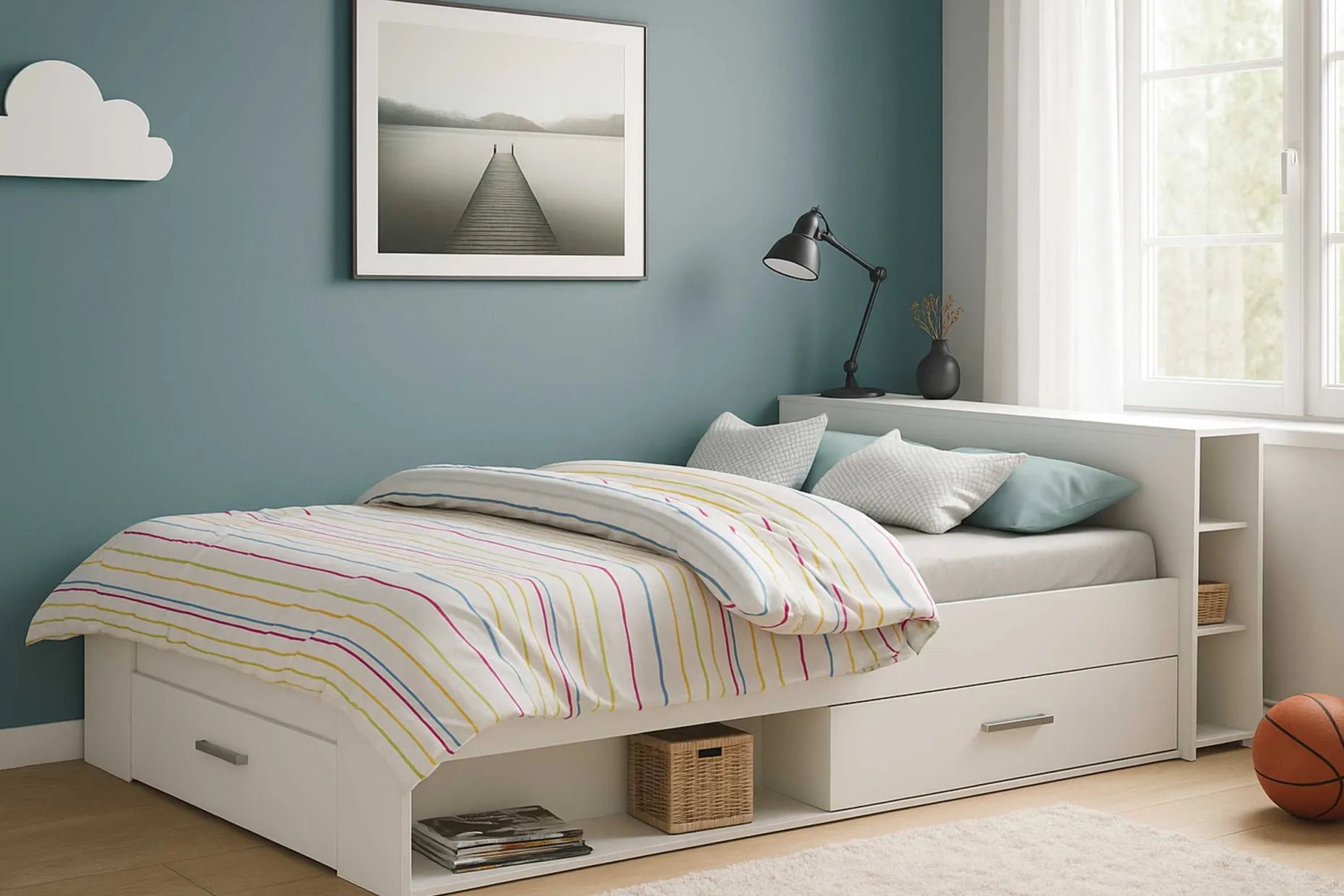 Bett Polly 160 x 200 cm-matt weiß