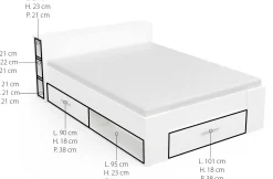 Bett Polly 160 x 200 cm-matt weiß