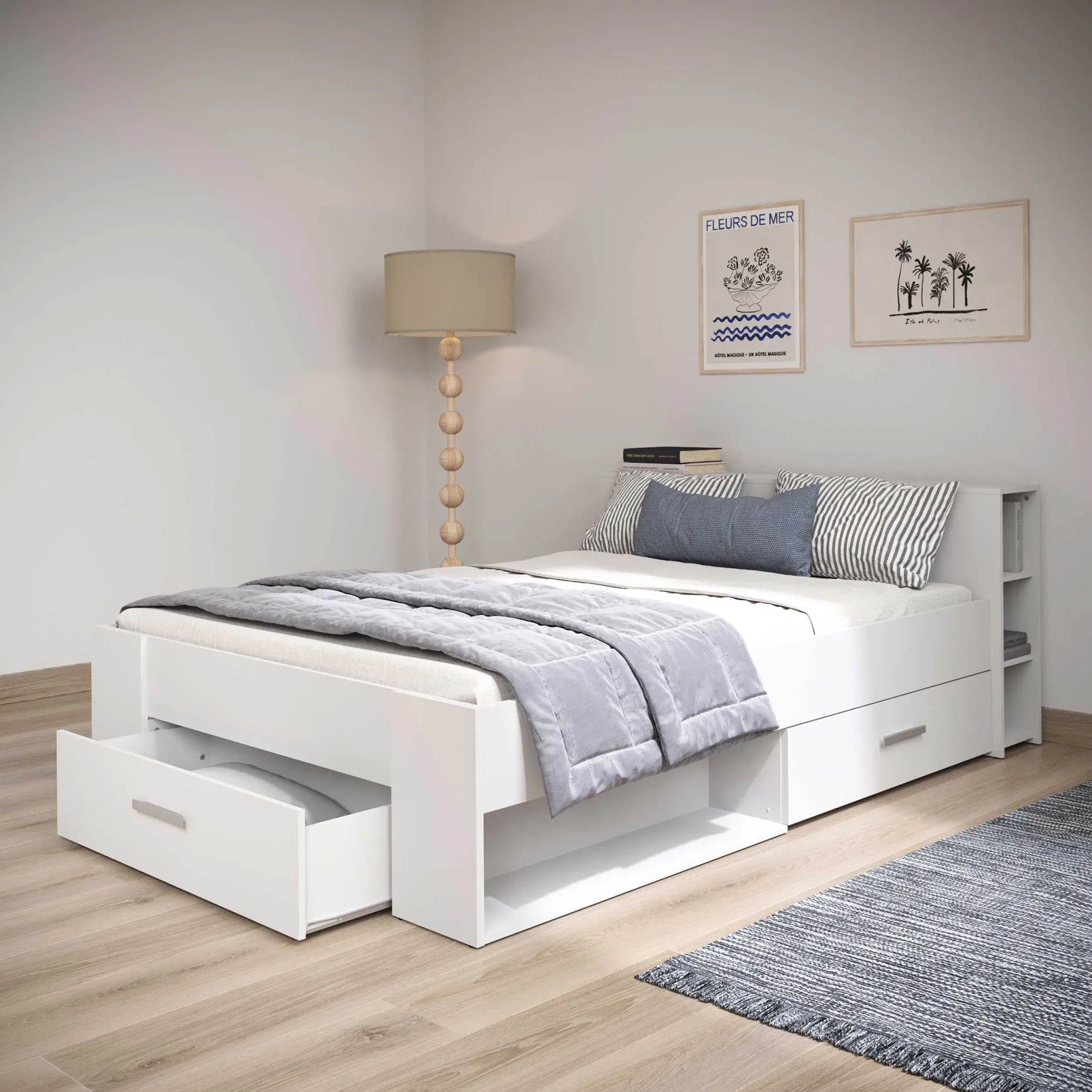 Bett Polly 140 x 190 cm-matt weiß