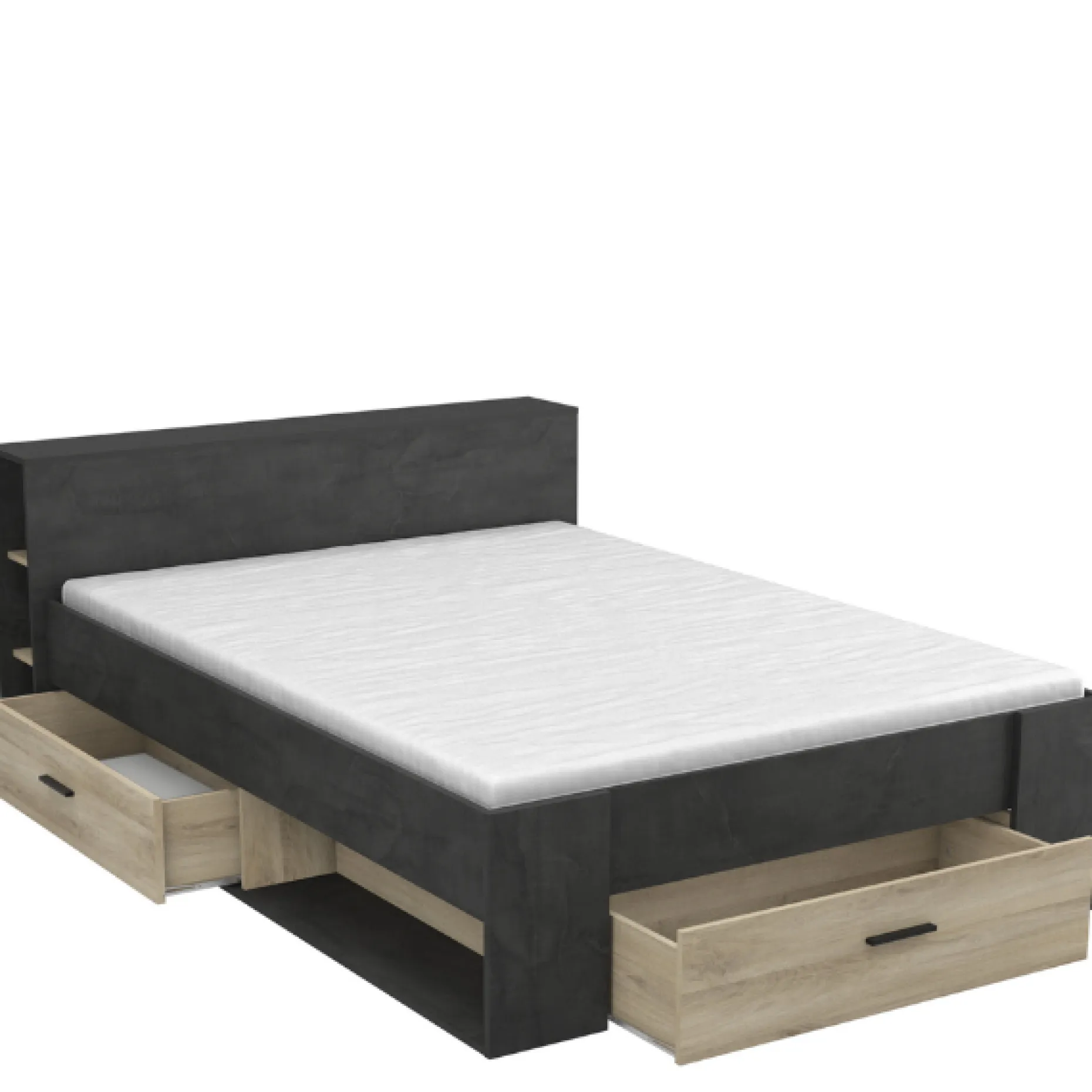 Bett Polly 140 x 190 cm-Sidewalk schwarz/Kronberger Eiche