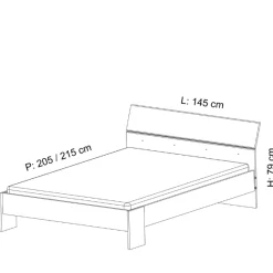 Bett Prya 140 x 190/200 cm-Shannon Eiche