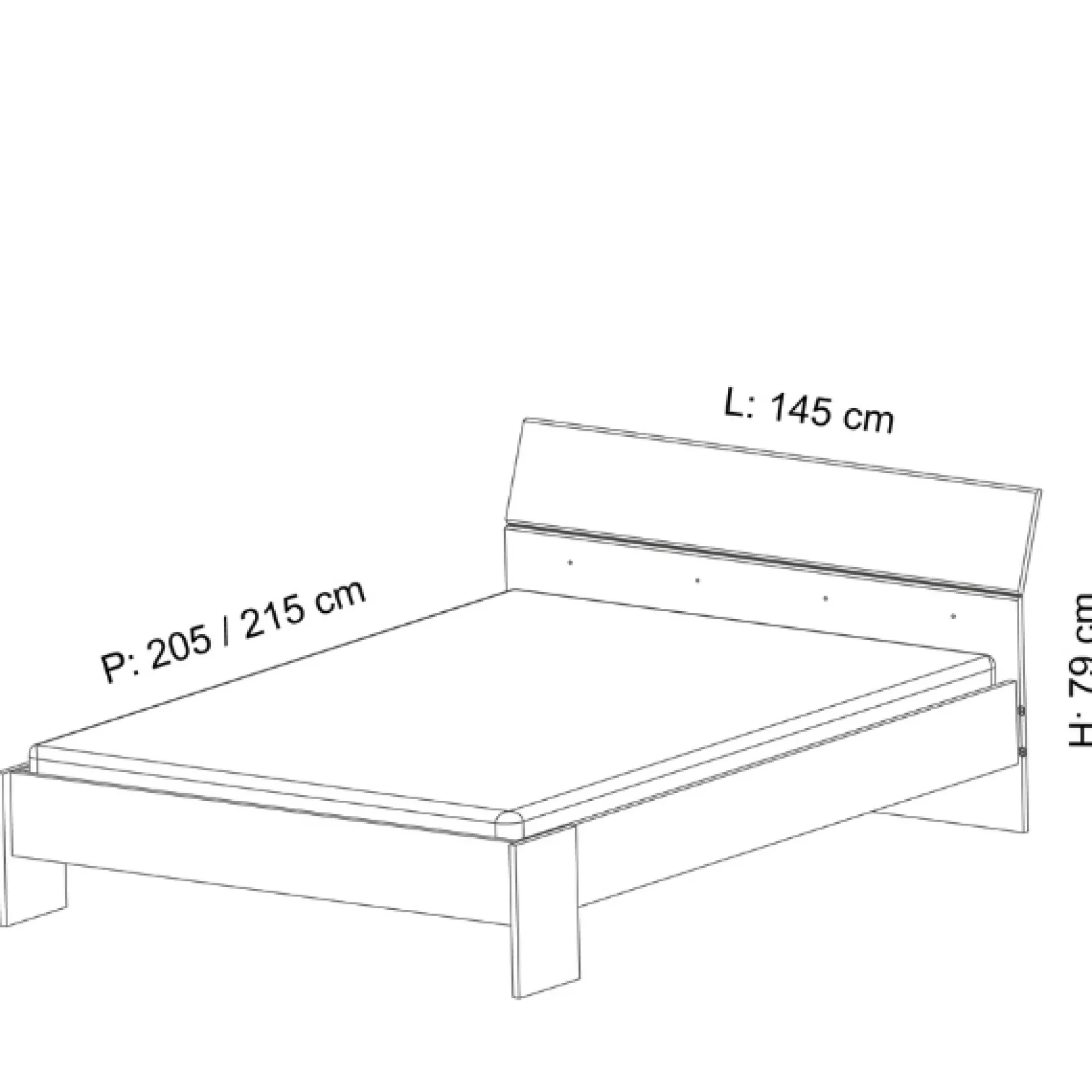 Bett Prya 140 x 190/200 cm-Shannon Eiche