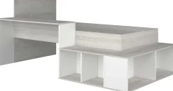 Bett Quinn 90x200 cm mit Schreibtisch und Stauraum - Kiefer/weiß
