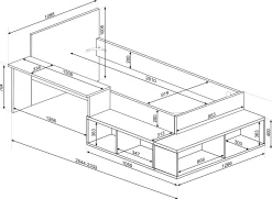 Bett Quinn 90x200 cm mit Schreibtisch und Stauraum - Kiefer/altrosa