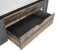 Bett Rudi 140x200 mit 1 Schublade - alter Stil/Beton