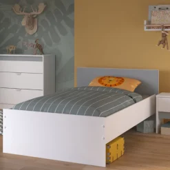 Bett Rue 90x190 - weiß/grau oder weiß/rosa
