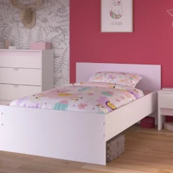 Bett Rue 90x190 - weiß/grau oder weiß/rosa