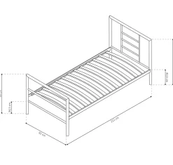 Bett Sandro 90 x 200 cm - grau
