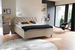Bett San Marino 180x200cm mit Stauraum Kunstleder - beige/chrom