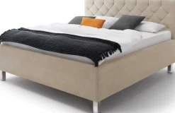 Bett San Marino 180x200cm mit Stauraum Kunstleder - beige/chrom
