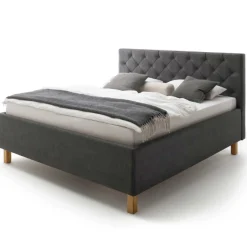 Bett San Marino 160x200cm mit Stauraum Kunstleder - anthrazit/eik