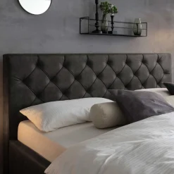 Bett San Marino 160x200cm mit Stauraum Kunstleder - anthrazit/schwarz