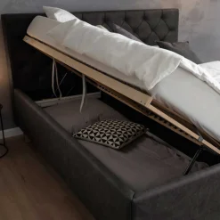 Bett San Marino 180x200cm mit Stauraum Kunstleder - anthrazit/schwarz