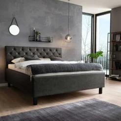 Bett San Marino 180x200cm mit Stauraum Kunstleder - anthrazit/schwarz