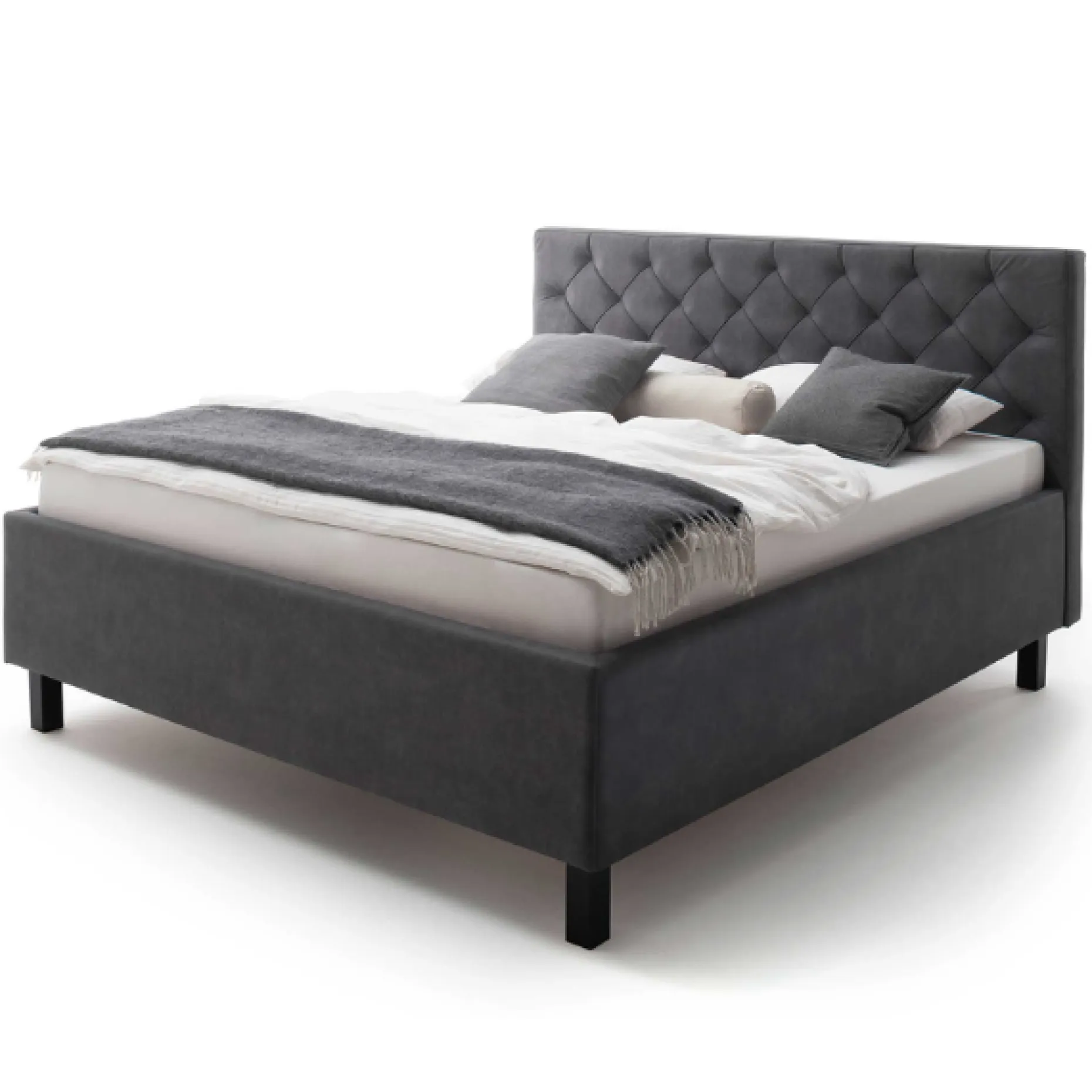 Bett San Marino 180x200cm mit Stauraum Kunstleder - anthrazit/schwarz