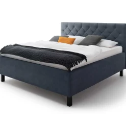 Bett San Marino 160x200cm mit Stauraum Kunstleder - blau/schwarz