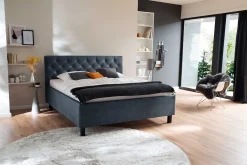 Bett San Marino 180x200cm mit Stauraum Kunstleder - blau/schwarz