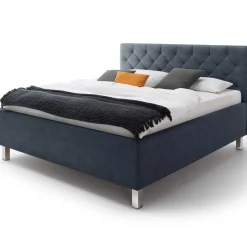 Bett San Marino 180x200cm mit Stauraum Kunstleder - blau/chrom