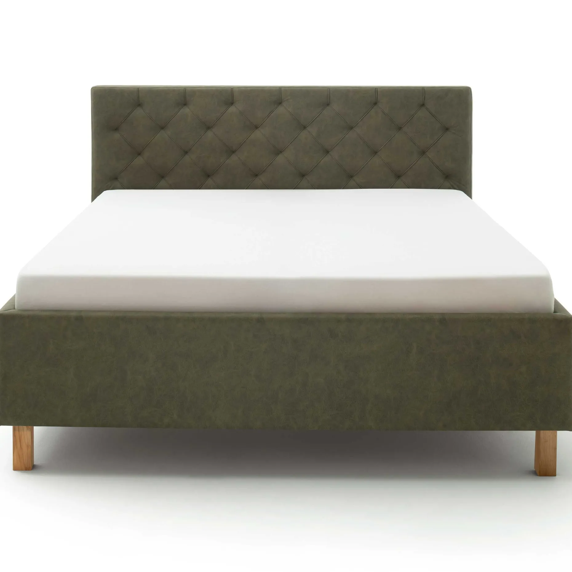 Bett San Marino 180x200cm mit Stauraum Kunstleder - grün/Eiche