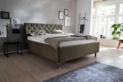 Bett San Marino 180x200cm mit Stauraum Kunstleder - grün/chrom