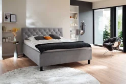 Bett San Marino 160x200cm mit Stauraum Kunstleder - grau/schwarz