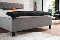 Bett San Marino 160x200cm mit Stauraum Kunstleder - grau/schwarz
