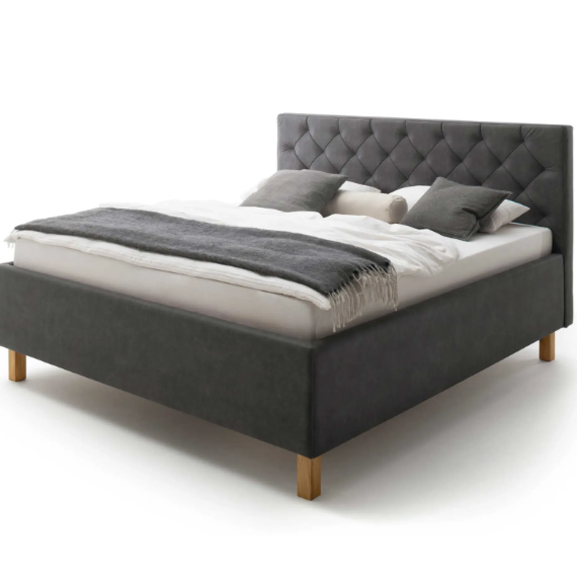 Bett San Marino 180x200cm mit Stauraum Kunstleder - anthrazit/eik