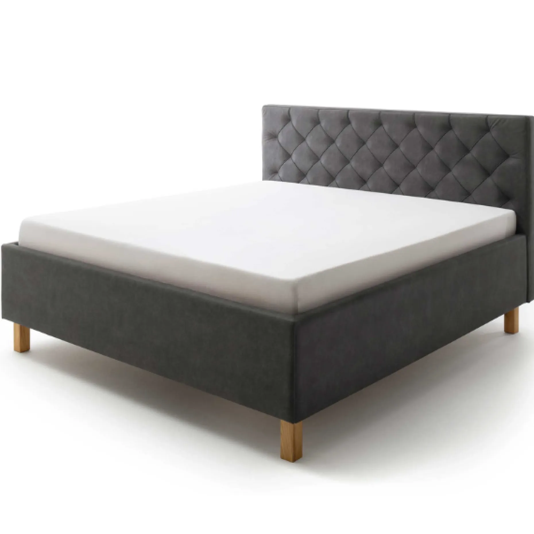 Bett San Marino 180x200cm mit Stauraum Kunstleder - anthrazit/eik