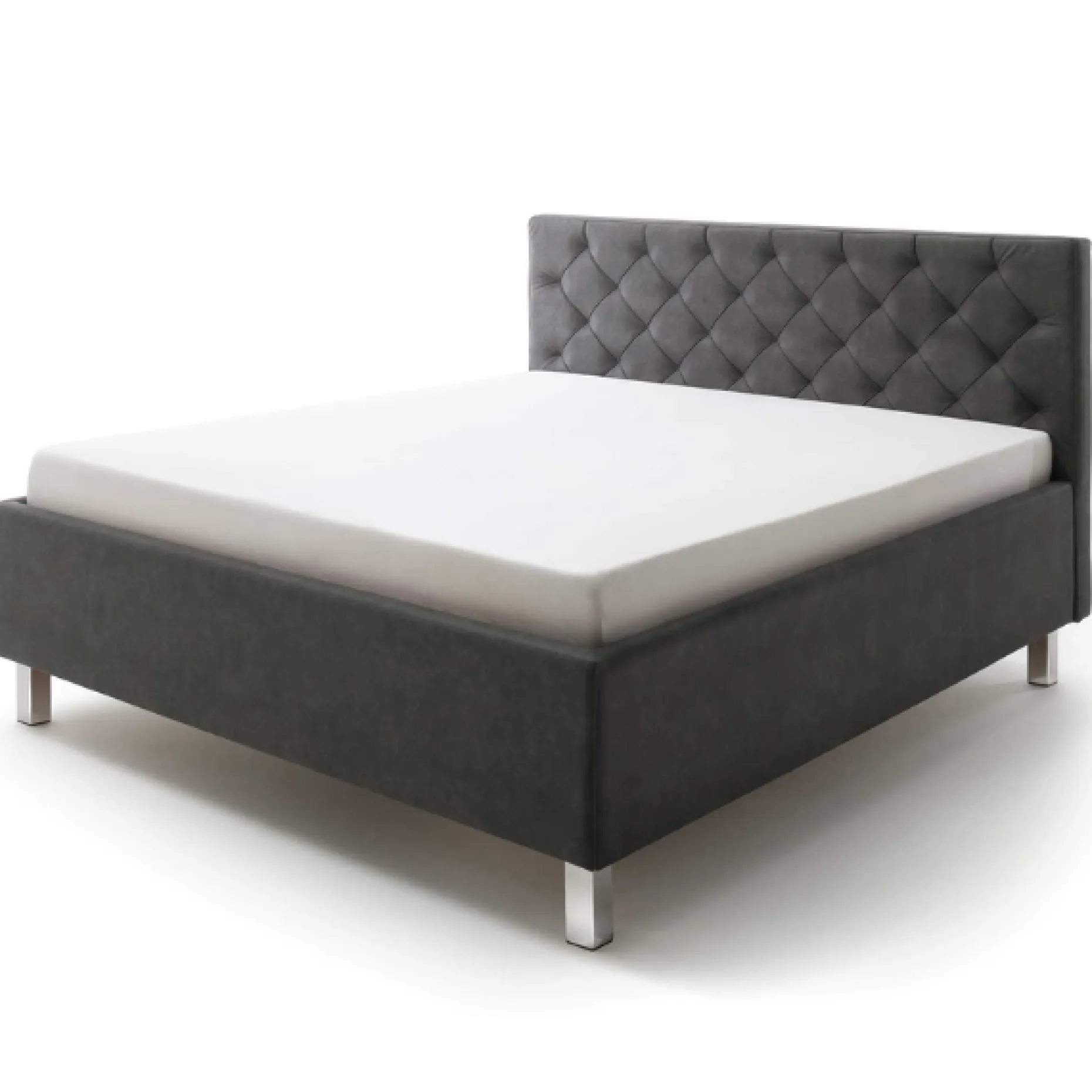 Bett San Marino 180x200cm mit Stauraum Kunstleder - anthrazit/chrom