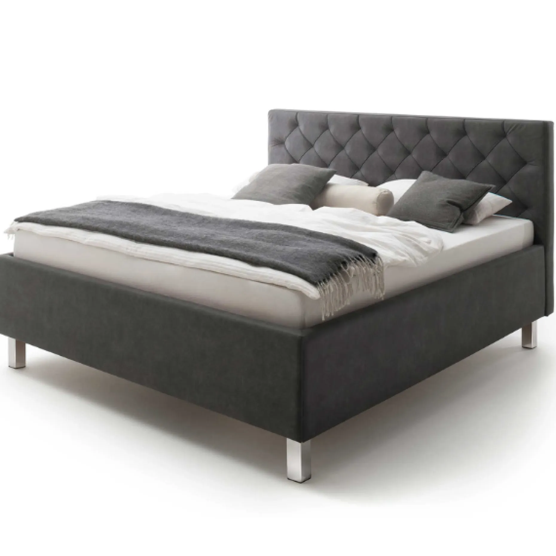 Bett San Marino 180x200cm mit Stauraum Kunstleder - anthrazit/chrom
