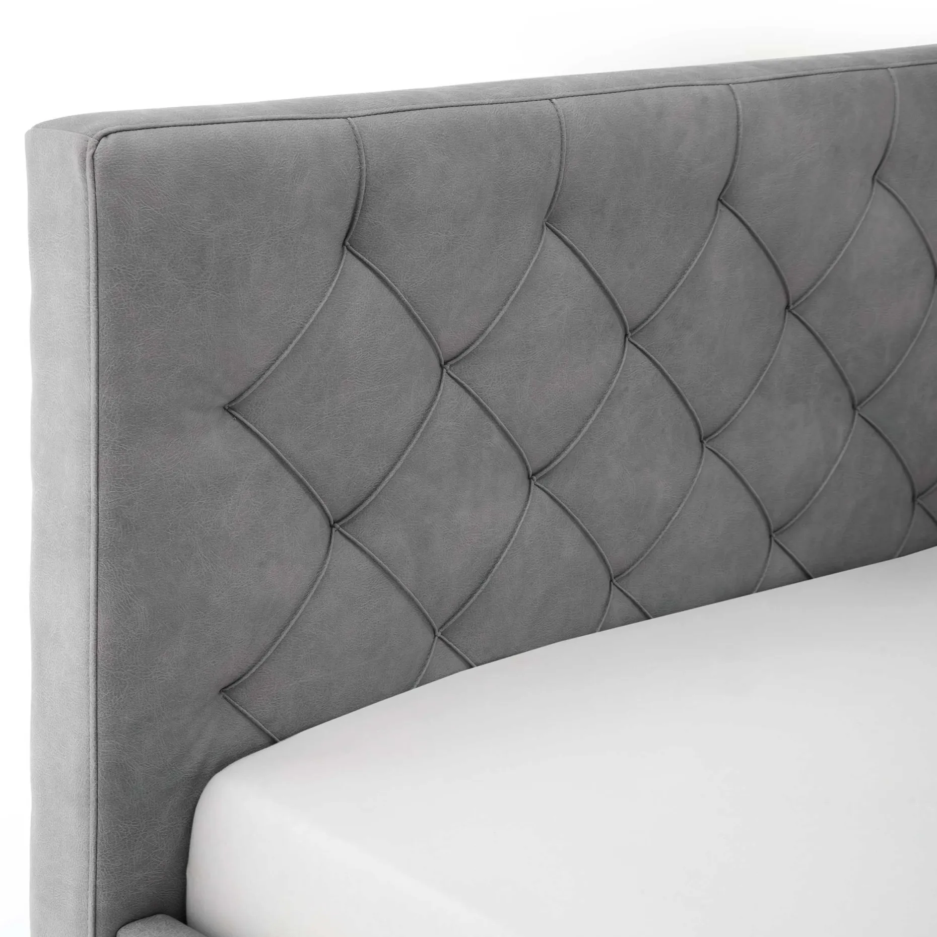 Bett San Marino 160x200cm mit Stauraum Kunstleder - grau/chrom