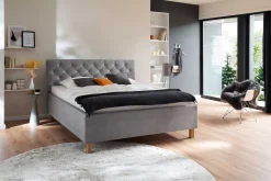 Bett San Marino 180x200cm mit Stauraum Kunstleder - grau/gelb