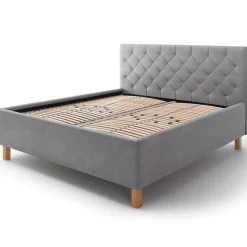 Bett San Marino 180x200cm mit Stauraum Kunstleder - grau/gelb