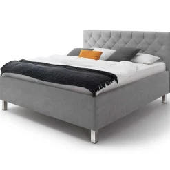 Bett San Marino 180x200cm mit Stauraum Kunstleder - grau/chrom