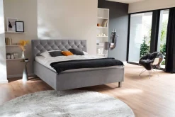 Bett San Marino 180x200cm mit Stauraum Kunstleder - grau/chrom