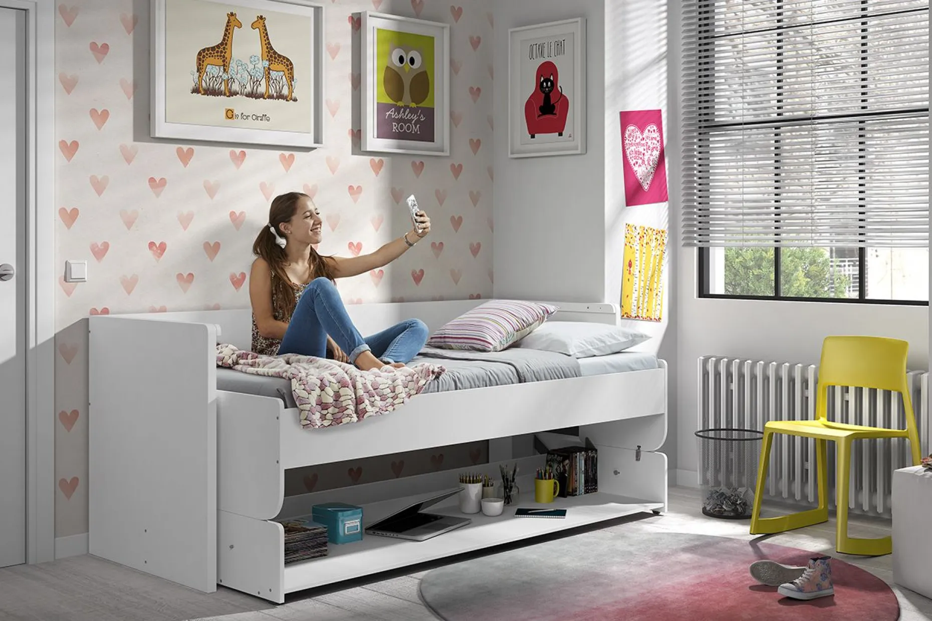 Bett Schreibtisch Kombi Denver - weiß