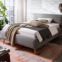 Bett Tony 140x200cm mit Stauraum - grau