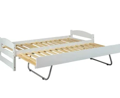 Bett Vindas 90x200 mit höhenverstellbarem Gästebett - weiß