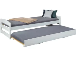 Bett Vindas 90x200 mit höhenverstellbarem Gästebett - weiß