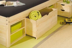 Bett Xavier 140x200cm mit Stauraum - Kieferholz