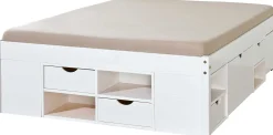 Bett Xavier 160x200cm mit Stauraum - white wash