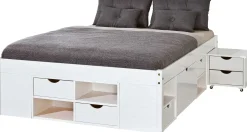 Bett Xavier 160x200cm mit Stauraum - white wash