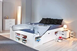 Bett Xavier 160x200cm mit Stauraum - white wash