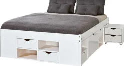 Bett Xavier 140x200cm mit Stauraum - weiß gewaschen